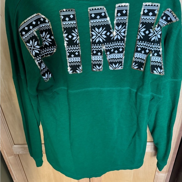 VS PINK Vibrant Green Winter Bling Pullover - Picture 3 of 8